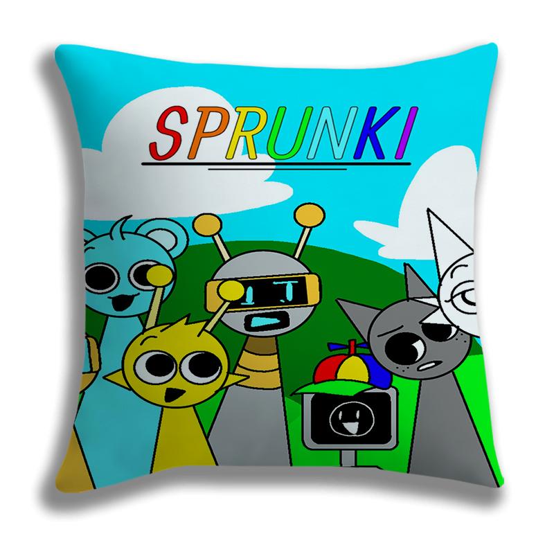 Poszewki na poduszki z postaciami z gier horrorowych Sprunki Cartoon Poszewka na poduszkę Dekoracyjna do sofy Dom Jednostronny nadruk Poszewka na poduszkę Sprunki