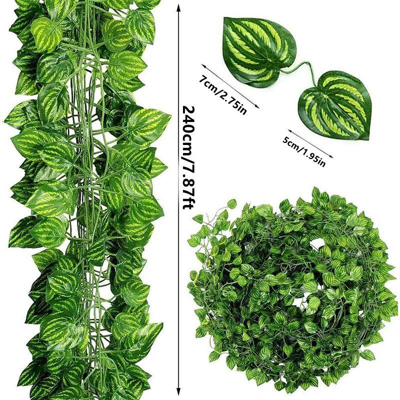 6/12Pcs 2.4M Artificial Plants Vine Fake Leaf Garland Hanging Wall Ornament Leaves Vine for Home Decor Garden Wedding Decoration