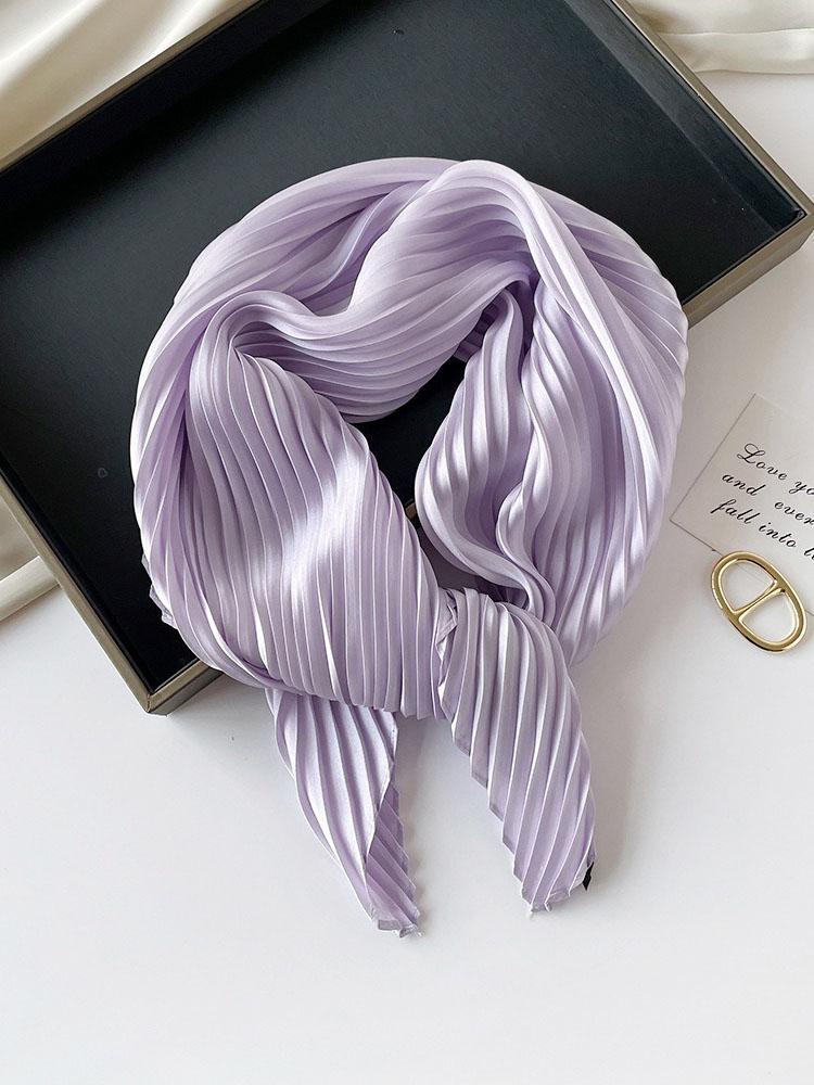 1 piece of 70cm pleated silk scarf, solid color small square scarf, women's plain color, seasonal lightweight scarf, spring and