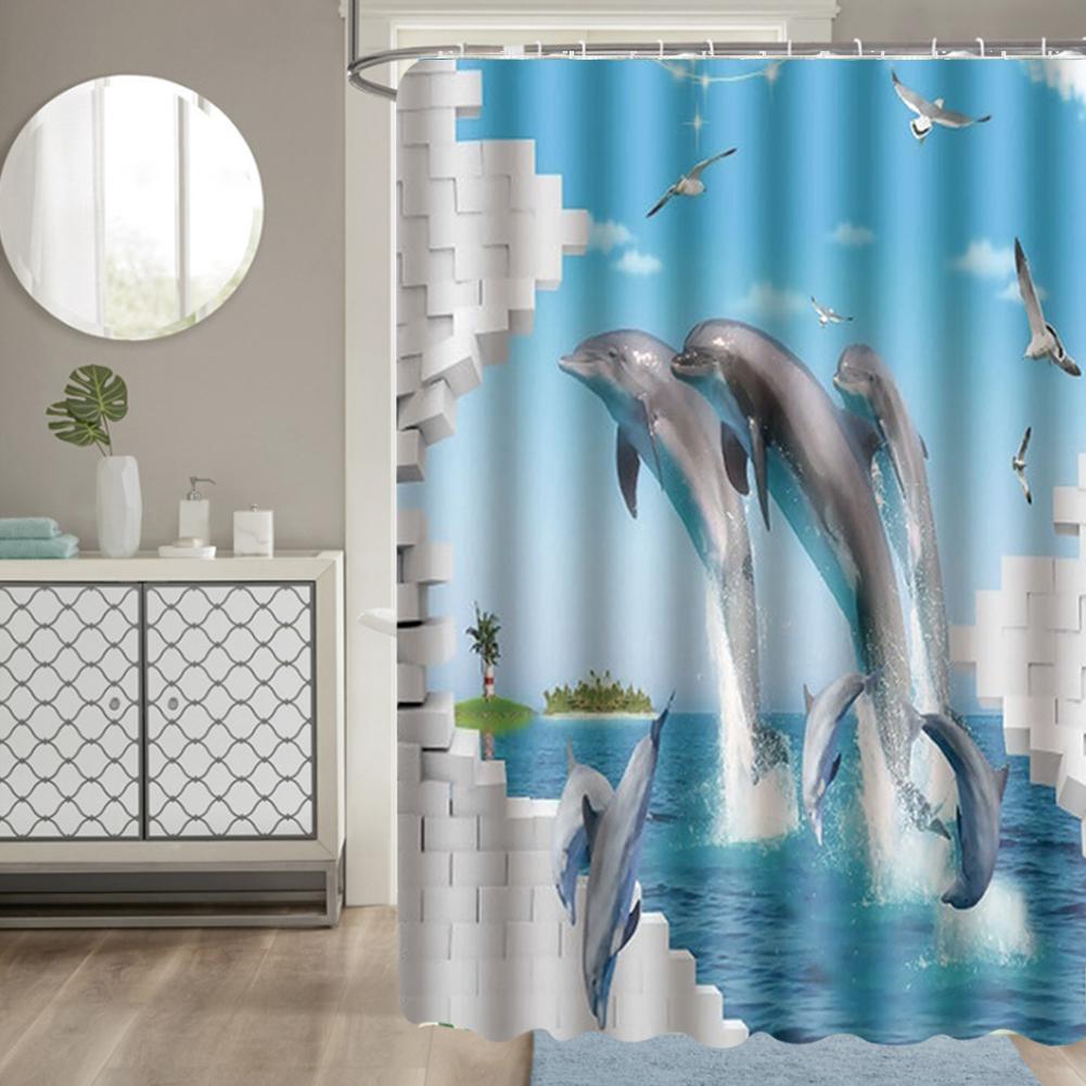 180x180cm Beautiful Print Shower Curtain Polyester Waterproof Bathroom Bath Curtain