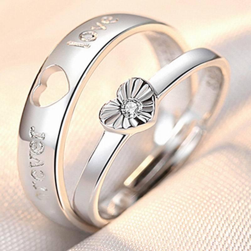 Korean Style Zircon Couple Rings: Elegant, Versatile, Adjustable Crown Design for Men and Women