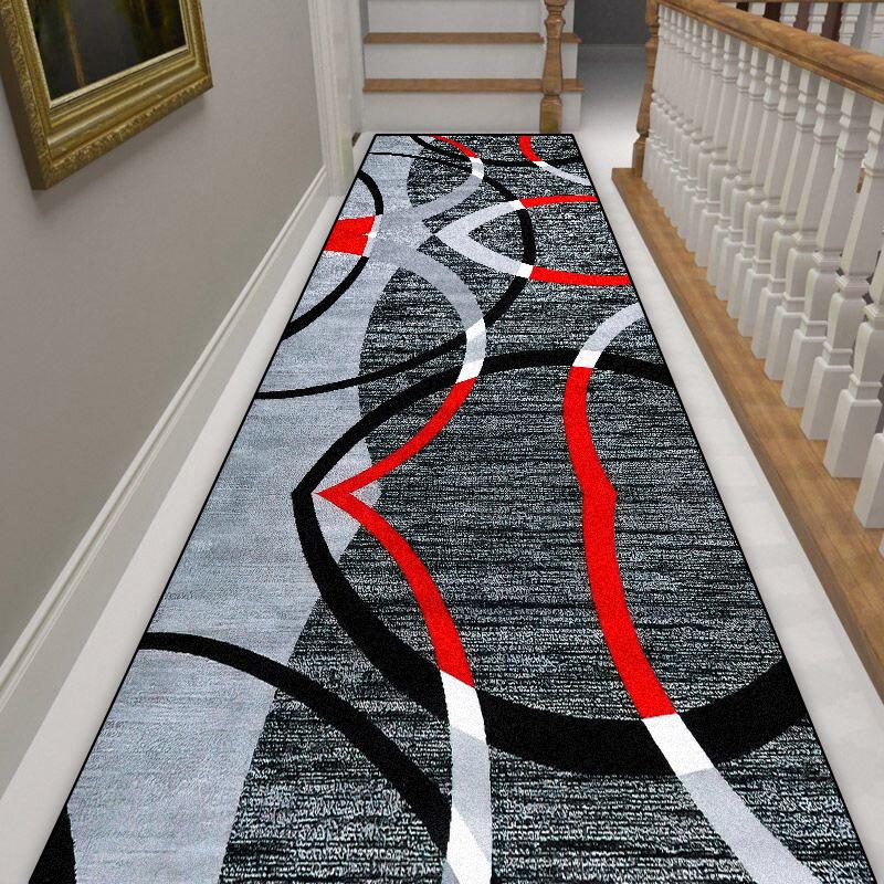 European Geometric Long Corridor Carpet Hotel Hall Runners Non-slip Customizable Rug Villa Stairs Hallway Doorway Passageway Mat