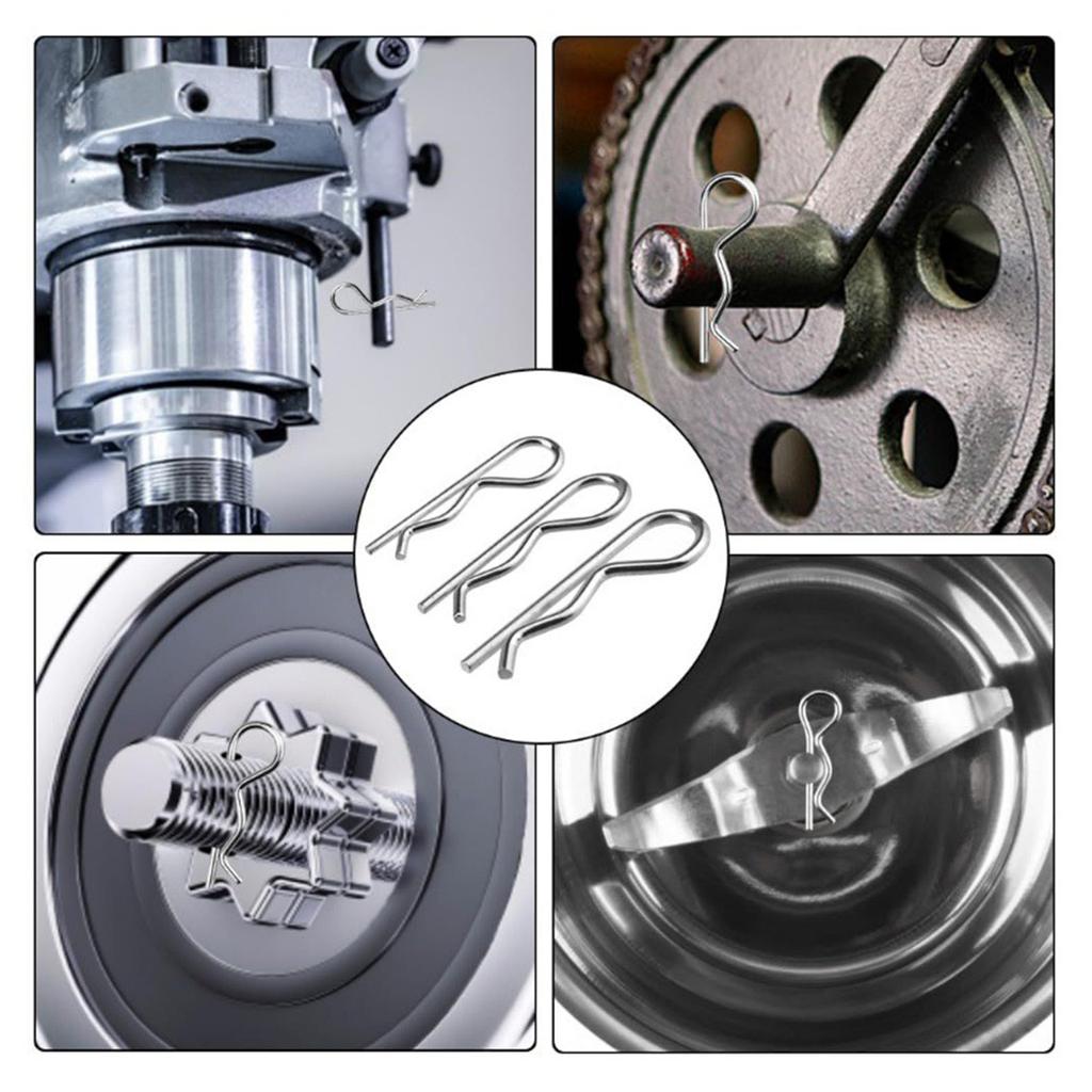 100Pcs Spring Fasteners Cotter Pins Hitch Pins Hair Pins Spring Clip Retainer Pins for Garage Trucks Engine Repair