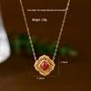 S925 Sterling Silver Turquoise Four-Leaf Clover Necklace with Chinese Window Lattice Clavicle Chain - Fashionable and Versatile X142