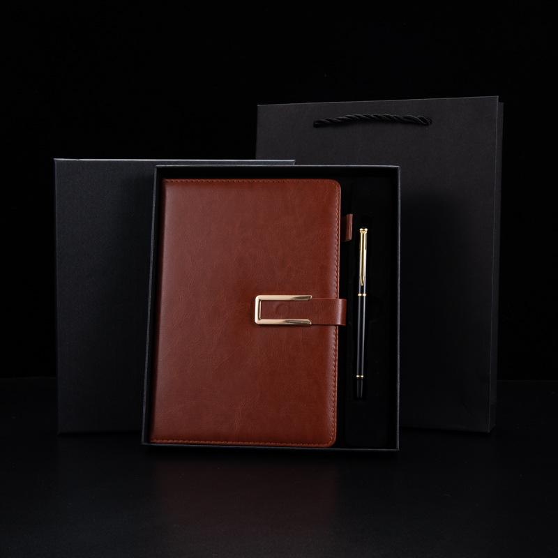 Business Souvenir Notebook Set Notebook A5 Buckle Notebook Leather Work Notebook