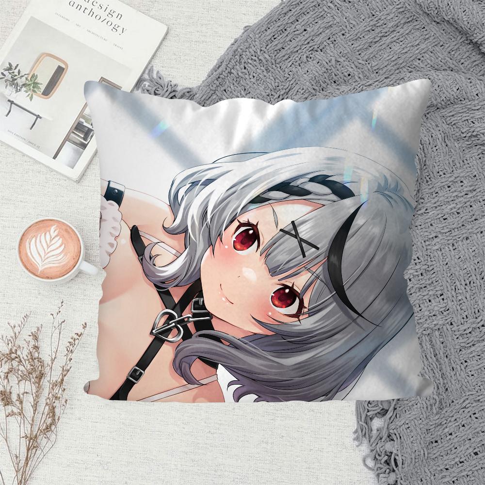 1PC Anime Girl Hololive Sakamata Chloe Game Pillow Case Sofa Decorative Home Double-sided Printing Short Plush Cushion Cover