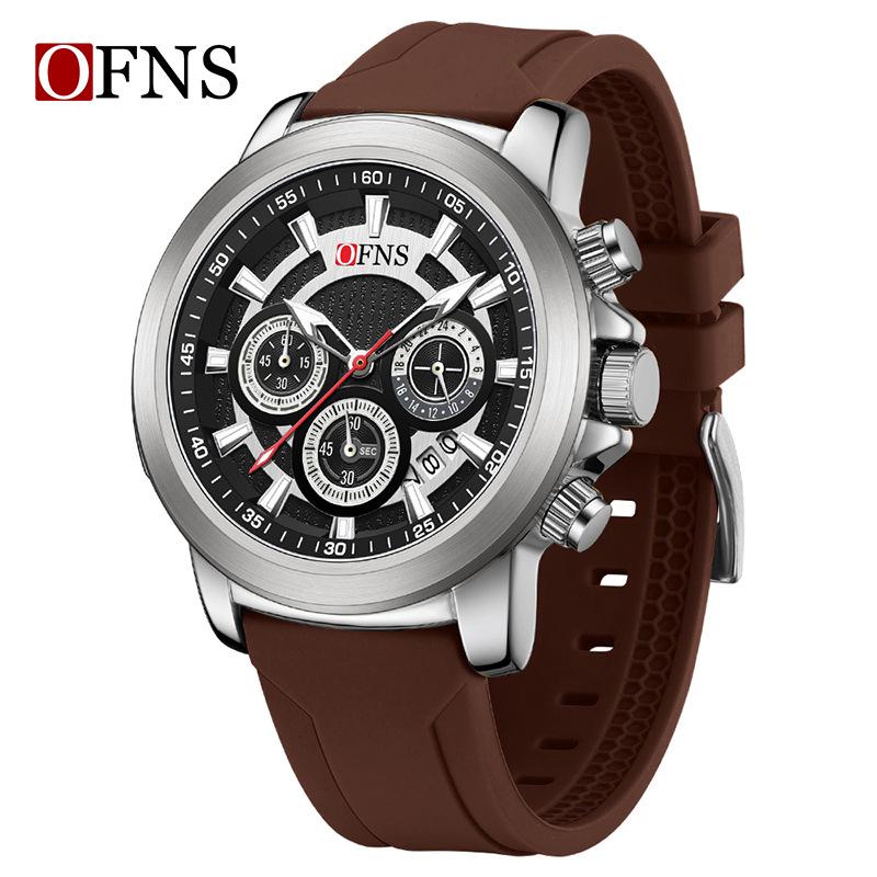 Oufanni Shi Men s Chronograph Fashion Watch - Quartz, Waterproof, Six-Hand with Strap and Calendar.