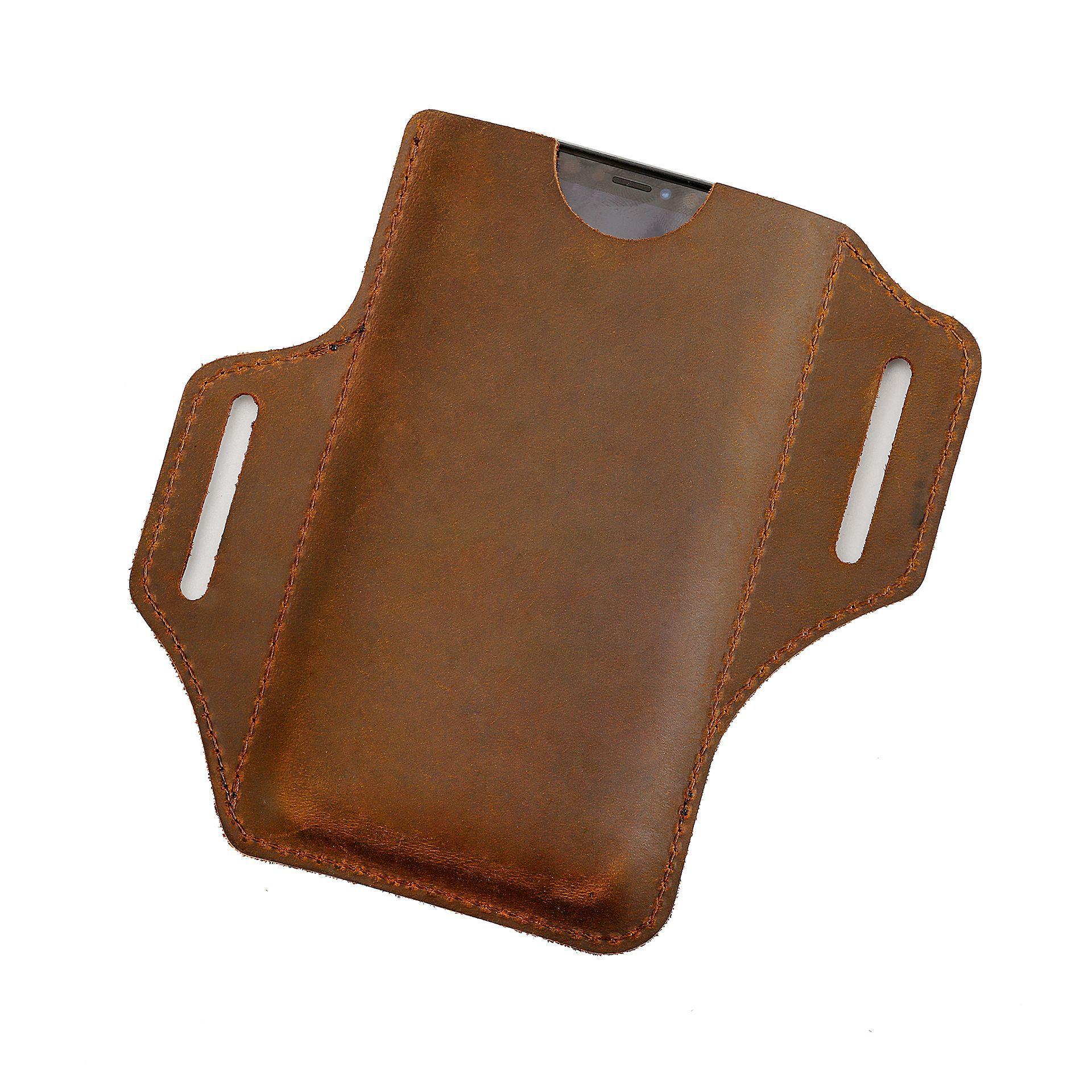 Pure Handmade Leather Mobile Phone Bag, Waist Bag, First Layer Of Cowhide, Simple Retro Mobile Phone Hanging Bag, Portable And High-End Texture