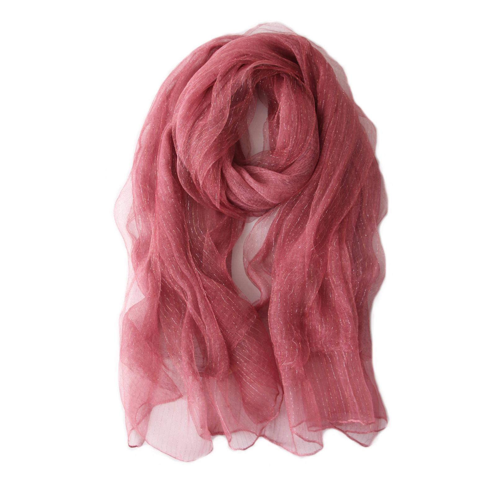 

Shiny Gold Silk Double Layer Fluffy Tie-dye Scarf Silk Mulberry Linen Shawl Warm Fashion with Autumn and Winter Women