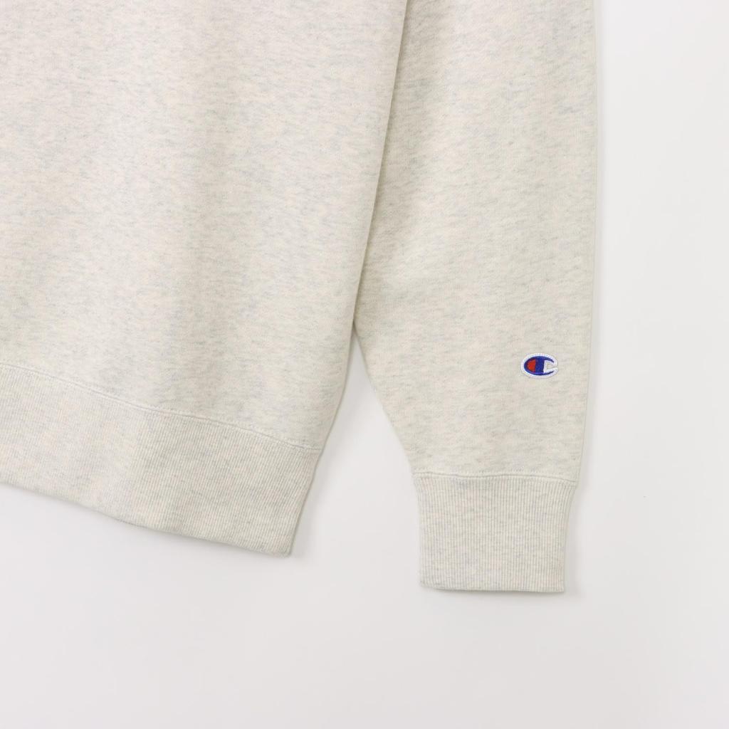 Champion Oatmeal Cotton USA Long Sleeve Sweatshirt with Logo Men's Half-Zip One-Point (C8-Y015Z)
