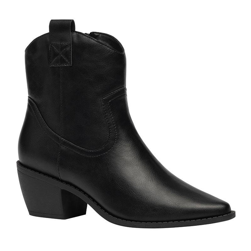 Women s High Heel Pointed Toe Chelsea Martin Boots - PU Leather, Autumn & Winter Style US7