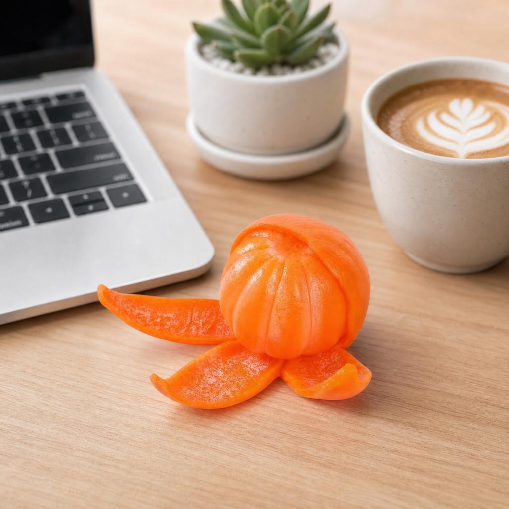 Orange Stress Toy with Steamer Design, Slow Flour Ball Toy for Adults