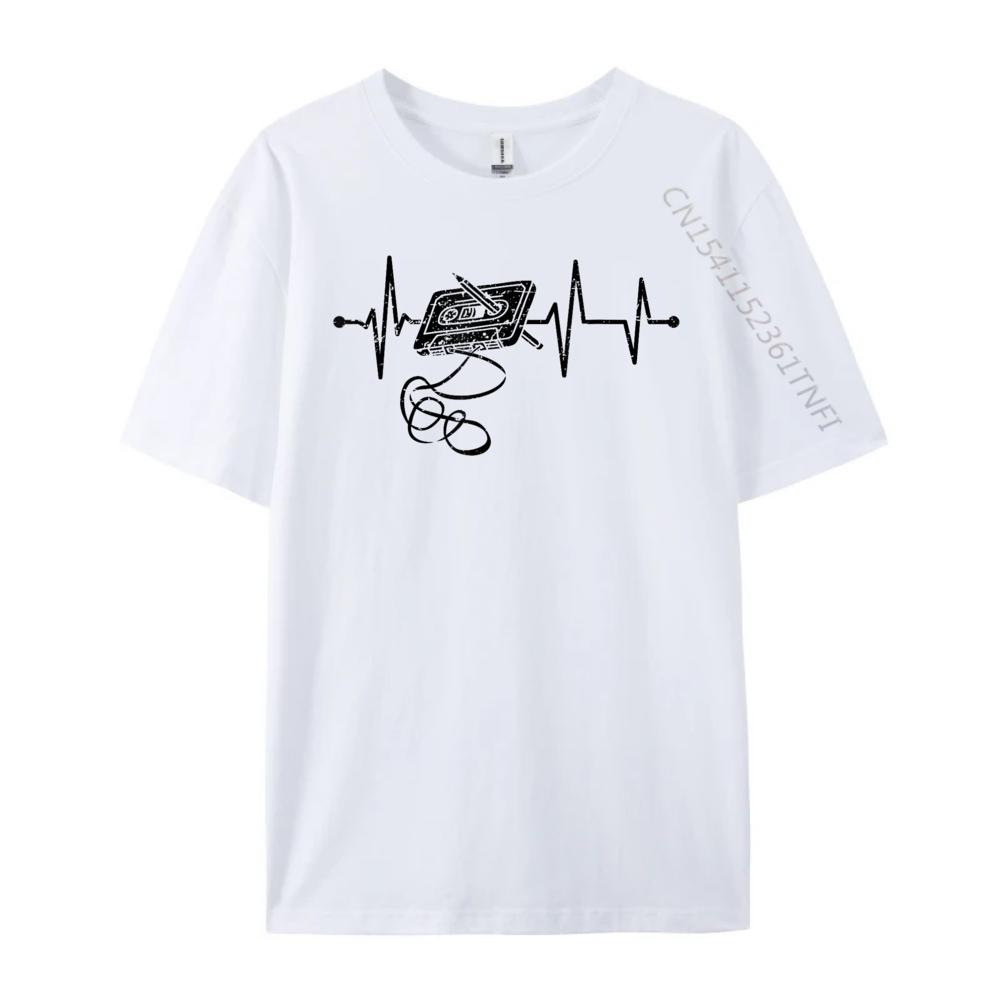 

Retro Music Cassette Heartbeat Mixtape Clothing New Shirts And T-Shirts Printed - Men s Summer Cotton Graphic Tee 5XL різнокольоровий