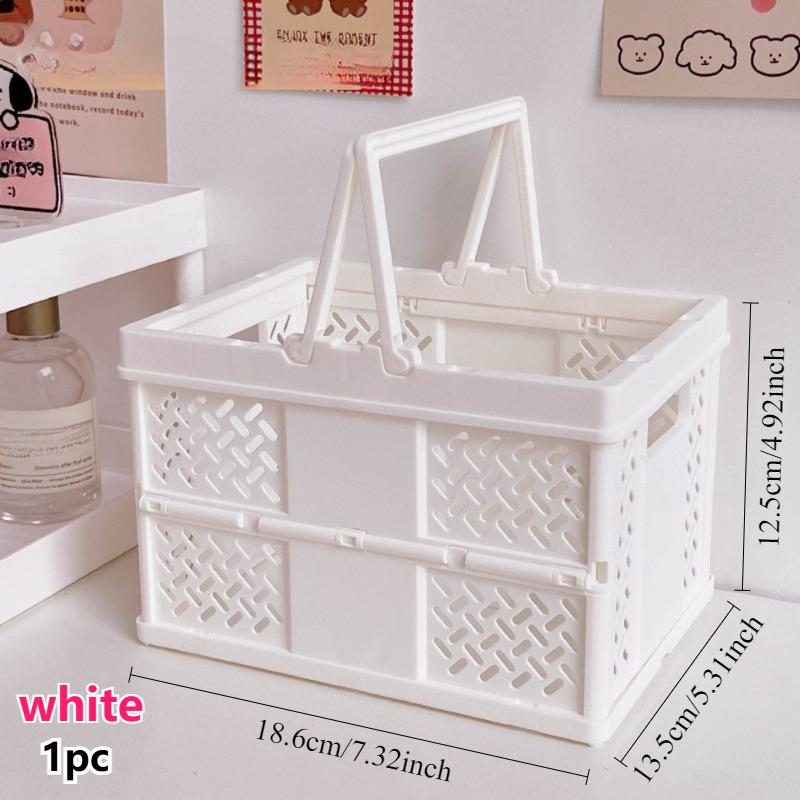

5-Pack Multi-Color Plastic Storage Baskets with Handles Collapsible Folding Organizer Boxes Multipurpose Table Organizing Boxes
