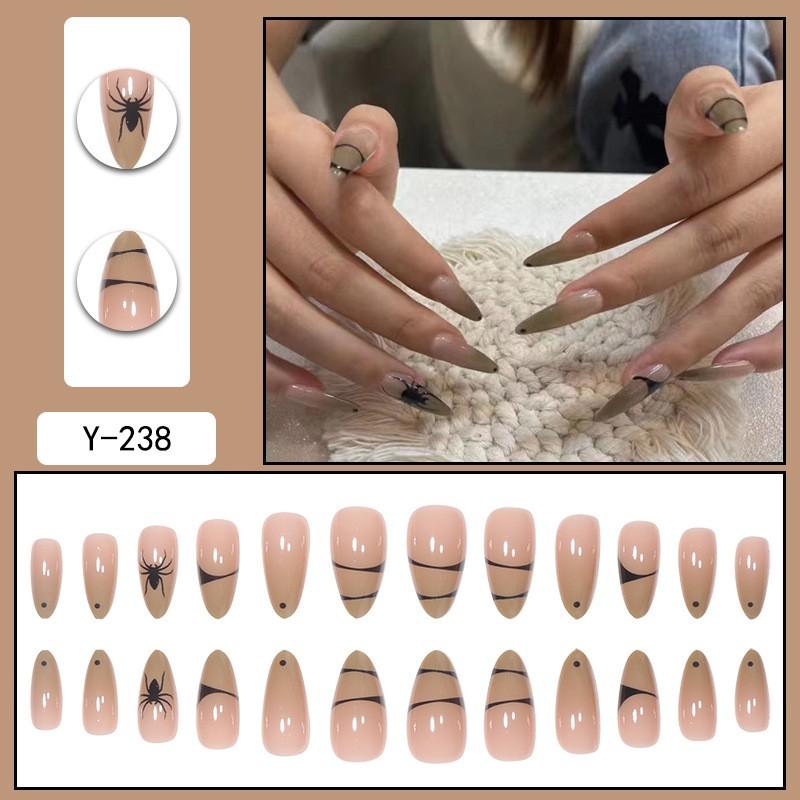 Pre-made Press-On Nails With Gradient Line Design Minimalist INS Style False Nail Tips Women