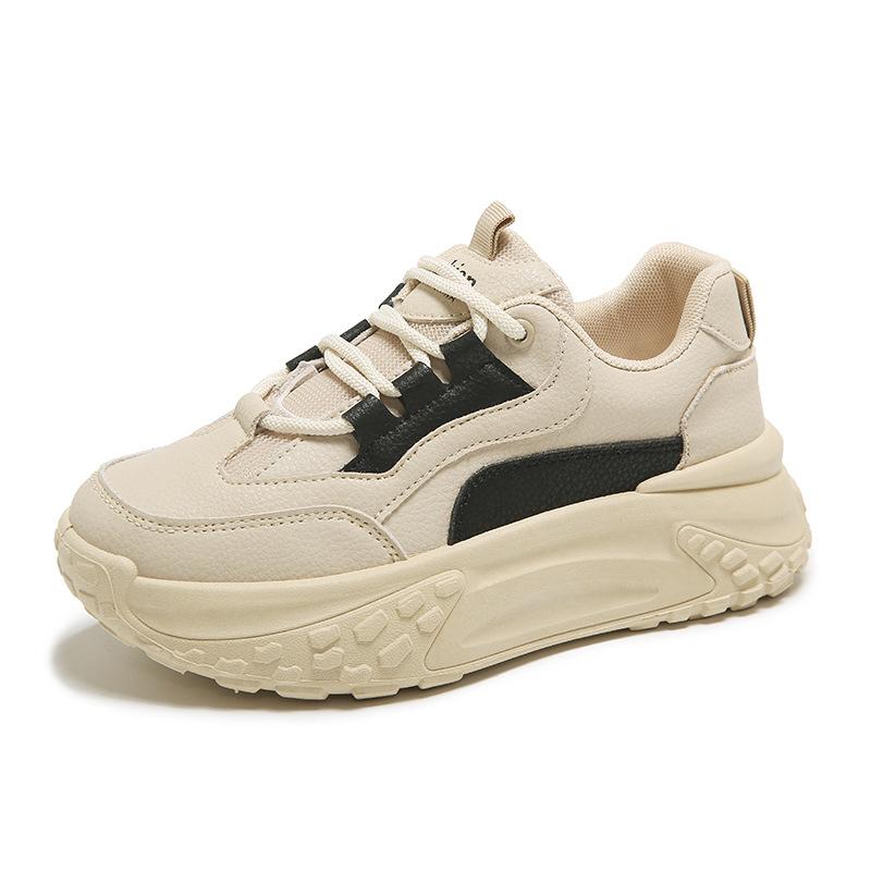 

Thick-soled heightening dad shoes for women 2025 winter new Korean version round head lace-up color matching casual and good sports shoes for women 40 чорний