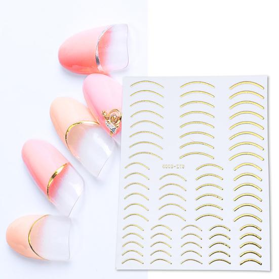 Nail Art Sticker Gold Colour Geometry Shapes PET Material Long-lasting Nail Art Sticker For Salon