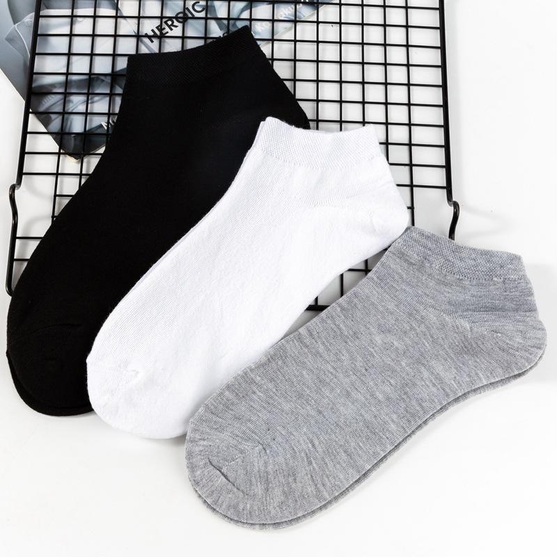 10 Paia di Calzini da Uomo, Calzini Corti, Calzini da Barca da Uomo per Primavera ed Estate, Calzini Sportivi in Cotone Traspiranti Monocolore, Calzini da Uomo Sottili Bianchi e Neri