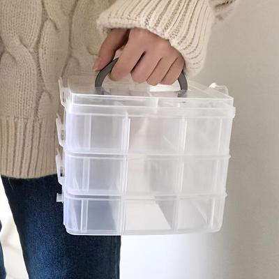 Transparente, verstellbare, stapelbare Kunststoff-Aufbewahrungsbox mit Schlitz, durchsichtige Behälterbox mit Schnappverschluss zur Aufbewahrung von Spielzeug-Schmuckzubehör