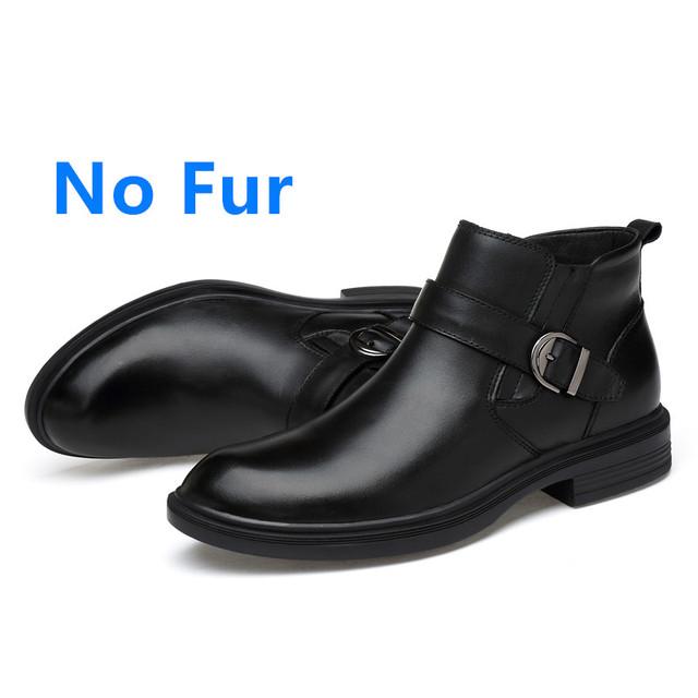 New High Quality Genuine Leather Mens Boots Luxury Men Casual Shoes Fashion Plush Ankle Boots For Men Winter Man Shoes With Fur