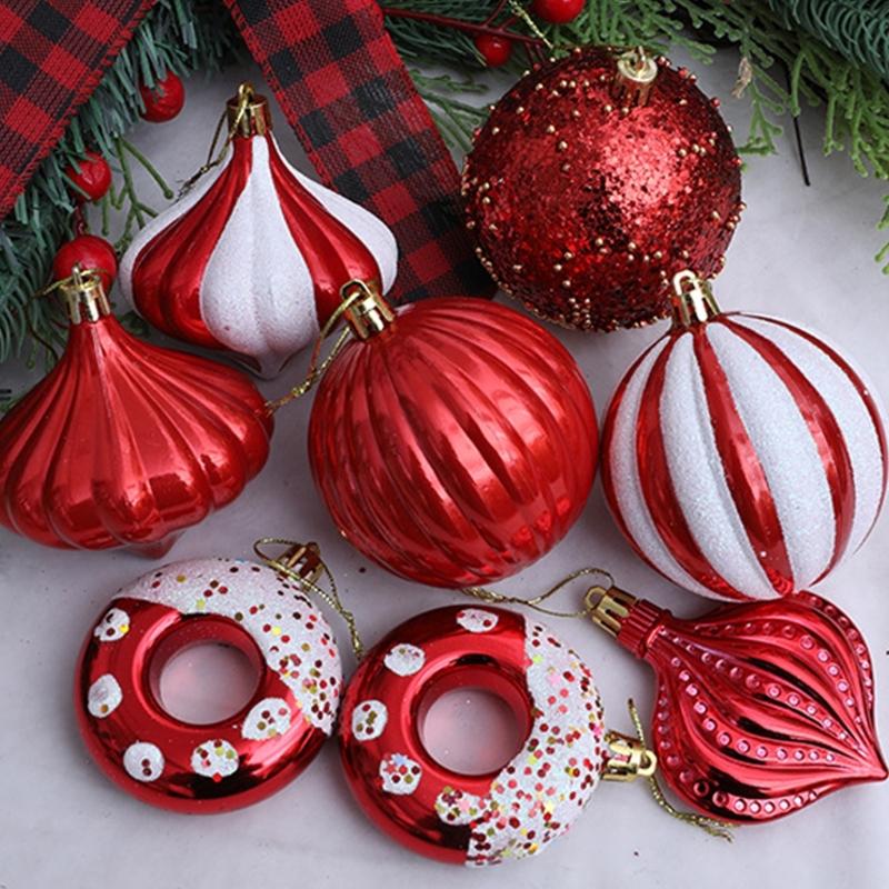 8PCS Colorful Christmas Tree Decorations With Unique Artwork Durable Plastic Ornament For Indoors Outdoor Use