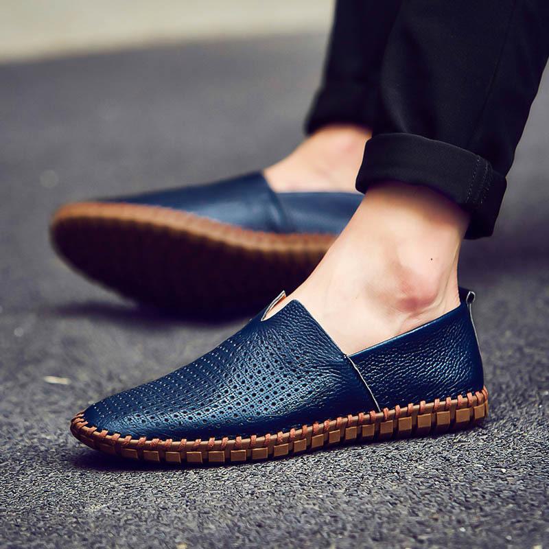 Fashion Men Loafers Fashion Handmade Cow Leather Shoes Moccasins Soft Soled Comfort Driving Shoes for Men Casual Leather Shoe Boat Shoes