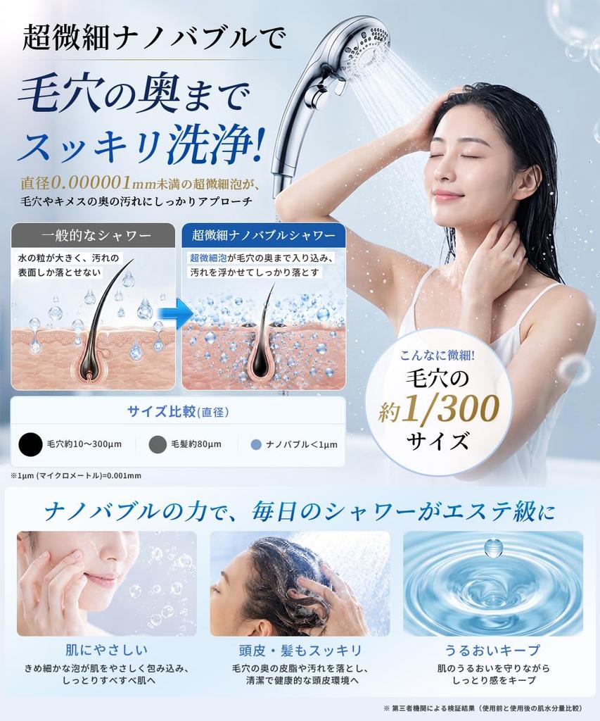 Shower Head with Water Increased Water Water 6 Water Flow Settings and High Pore Skin and Hair Easy Micro-nano Bubbles, Saving, Pressure, Shut-off,