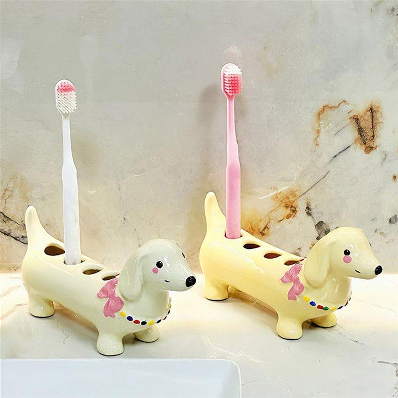 ABKY-Dachshund Toothbrush Holder Storage Rack Bathroom Sink Washstand Toothbrush Base Decoration