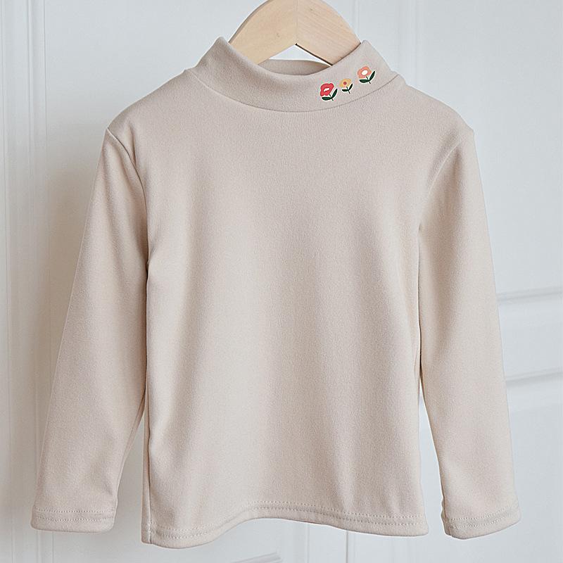 Toddler Kids Half High Neck Long Sleeve Solid Casual Thermal T Shirt Top