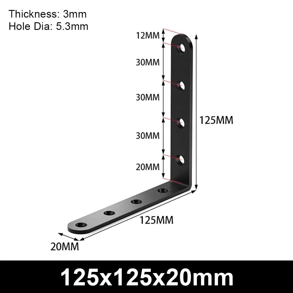 New 1Pcs Durable 90 Degree Angle Bracket Stainless Steel L-shaped Corner Stand Holes Fixed Mending Plate Furniture Hardware