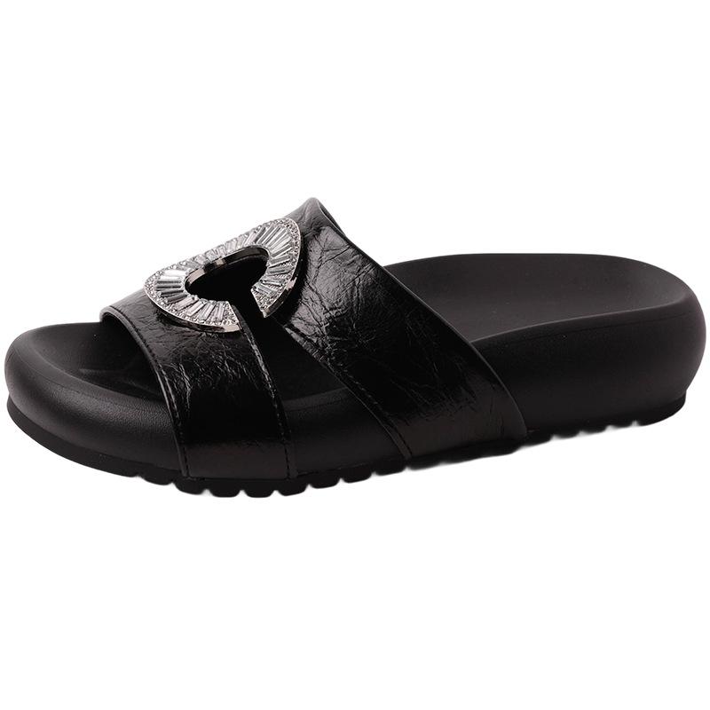 Retro square head with cool slippers women's summer fashion new design sense platform slippers versatile open-toed sandals