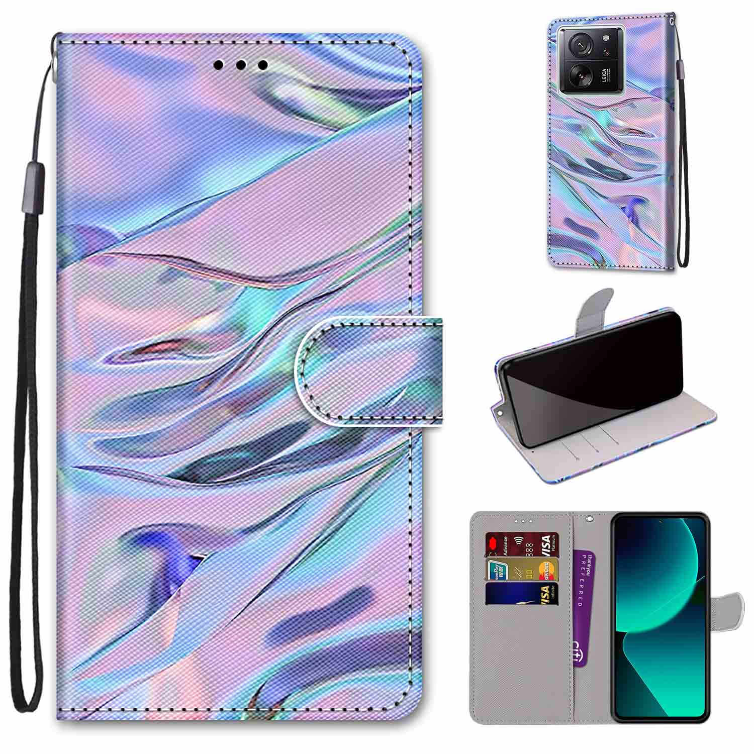 

Модный расписной узорный чехол-книжка с ремешком для iPhone Samsung Huawei Honor Xiaomi Redmi OPPO Realme Moto Asus Samsung Galaxy M11