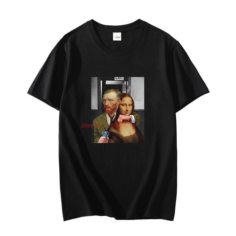 Lustige Mona Lisa Parodie Grafik T-Shirts Baumwoll-T-Shirt Für Unisex Kurzarm-T-Shirts Sommer Oversized T-Shirt Unisex Kleidung