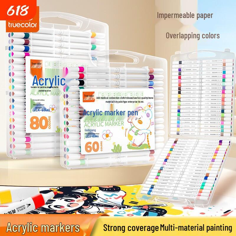 True Color Soft Tip Markers for Kindergarten DIY Painting - Stackable Colored Pencils & Acrylic Markers