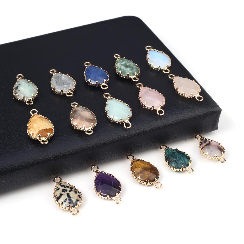 2Pcs Natural Stone Connector Drop-Shaped Faceted Connector Charms For Jewelry Making DIY Necklace Bracelet Accessory