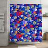 Colorful Fish Print Shower Curtain Creative Blue Background with Multiple Designs Bathroom Decor for Kids Adults