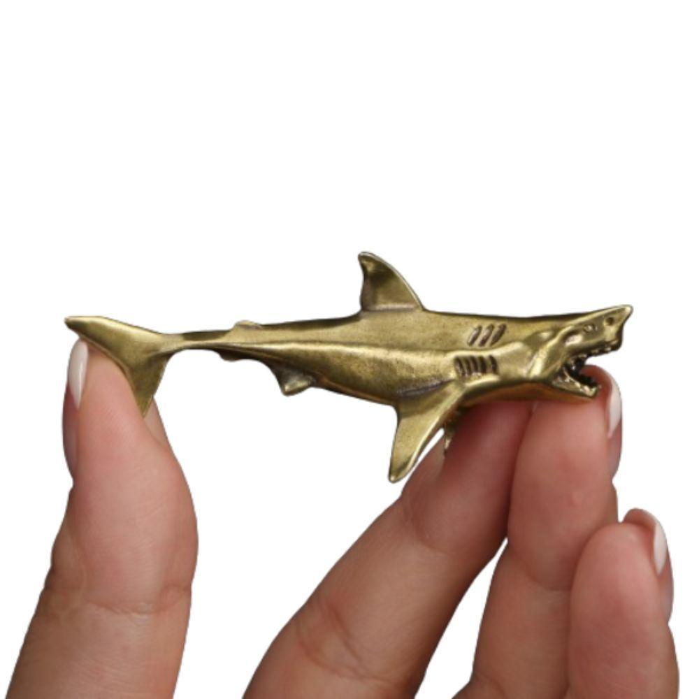 Copper Brass Shark Figurines Cute Shark Sculpture Tea Pets Mini Shark Statue  Birthday Gift