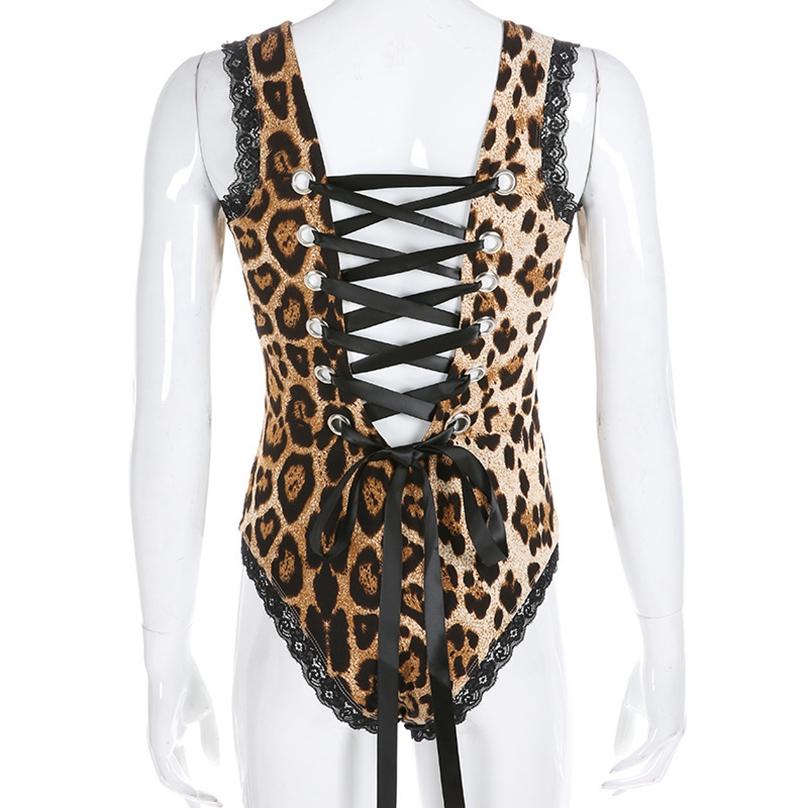 European Style Summer Ladies Sexy Lingerie Bodysuit Back Lace Up Leotard Jumpsuit
