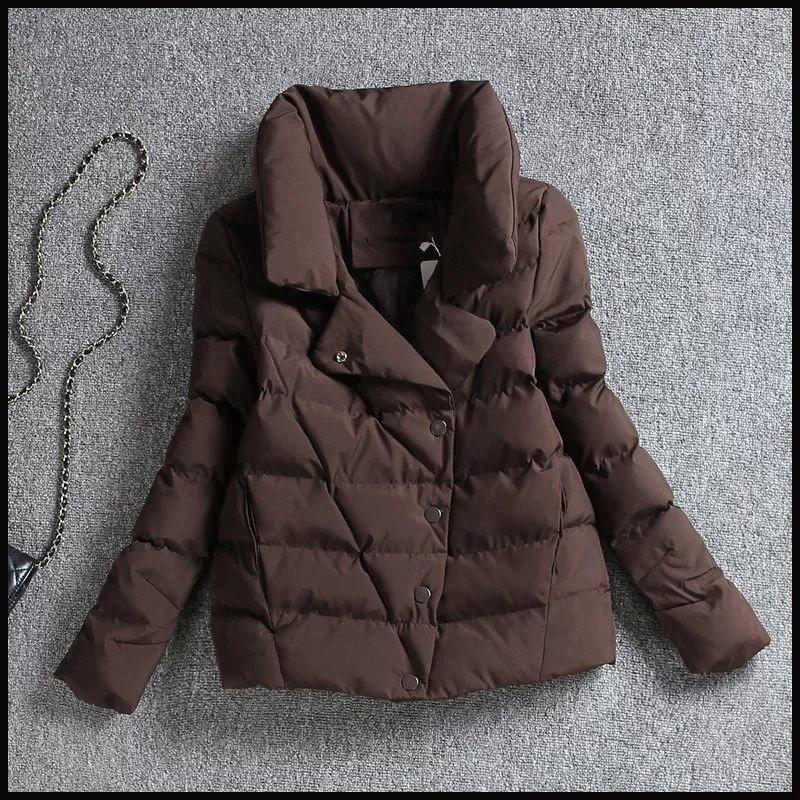 Autumn Winter Padded Jacket Women's Short Korean Version of The Stand-up Collar Thick Padded Jacket Is Thin and Small Padded Jacket Cotton Jacket