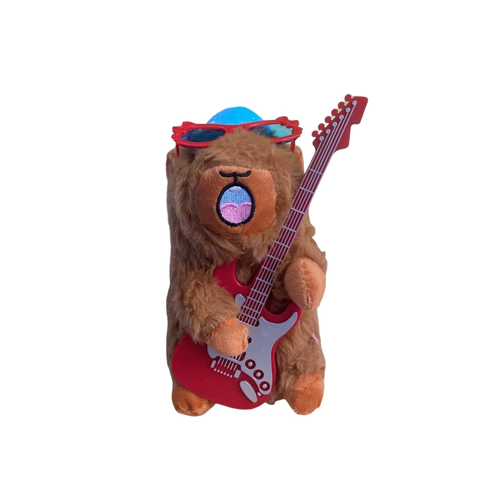 

Электрическая Капибала, играющая на гитаре, плюшевая игрушка, кукла, уродливая, милая, подарочная кукла One Size