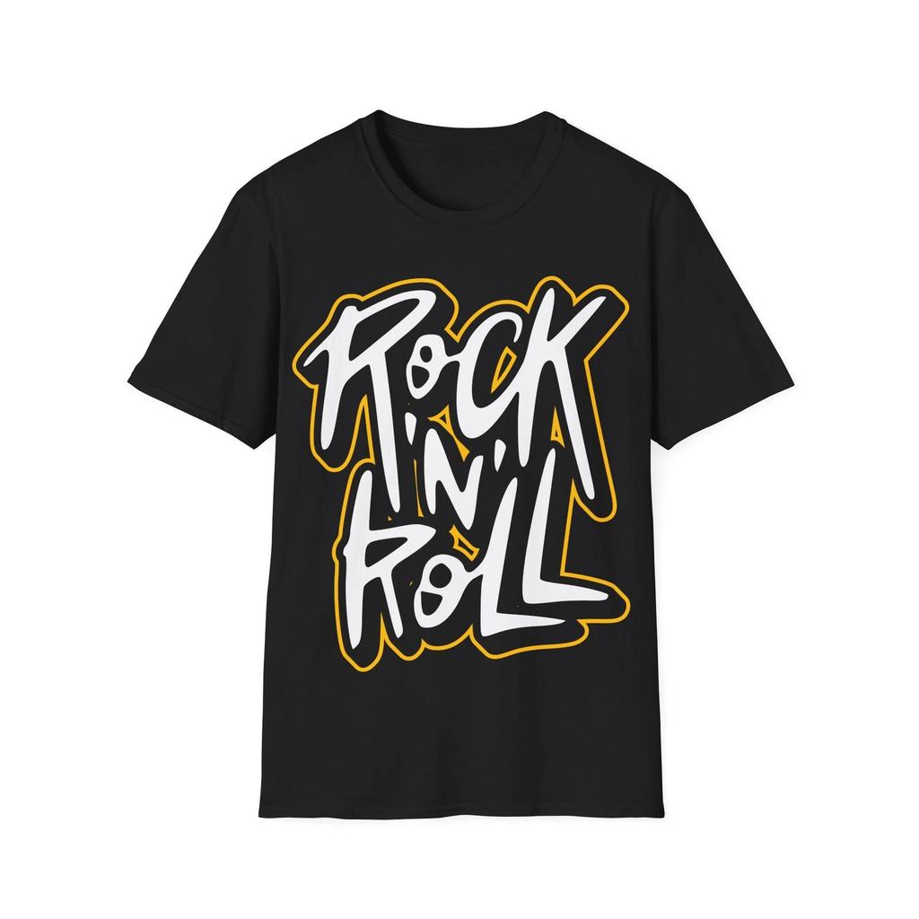 Rock'N'Roll T-Shirt, Graffiti Style Typography Tee, Classic Rock Regular Fit Top