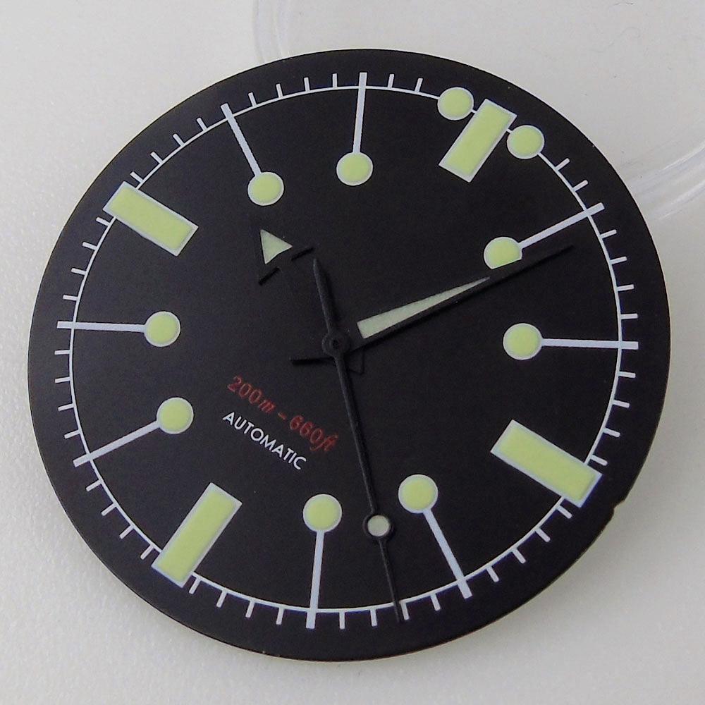 31mm Beige/Black/Red/Blue/White Sterile Dial Face Fit NH35A NH36A ETA2824 PT5000 Automatic Watch Parts Green Lume Arrow Hands