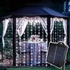 LED Outdoor Solar Curtain Light Waterproof String Lights Garden Yard Pavilion Fairy Garland String Lights Holiday Decor Light