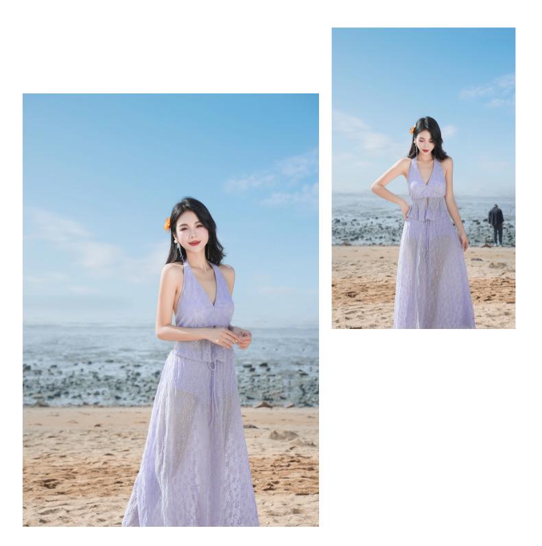 Dopamine Stunning Women's Three-Piece Plus Size Bikini Set with Long Skirt for Beach Vacation
