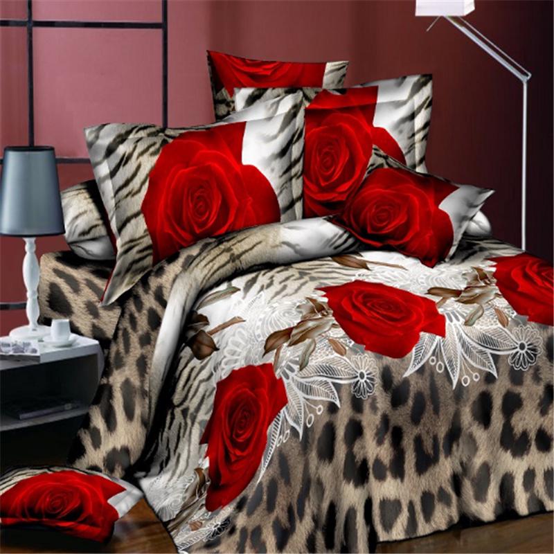 Fashion Home Decor 3D Duvet Cover Pillowcase Quilt Bedding Set Queen King Pretty Rose Flower