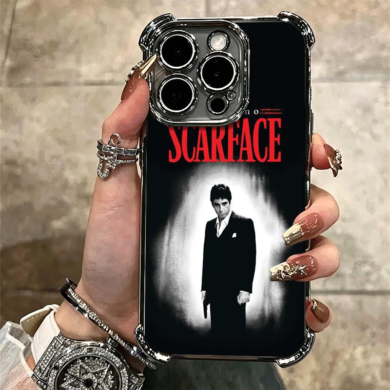 Scarface 1983 Al Pacino Custodia Morbida per Telefono per iPhone 15 16 17 Air 14 Pro Max 16E Plus 13 12 Mini Placcata Anti-caduta Fundas