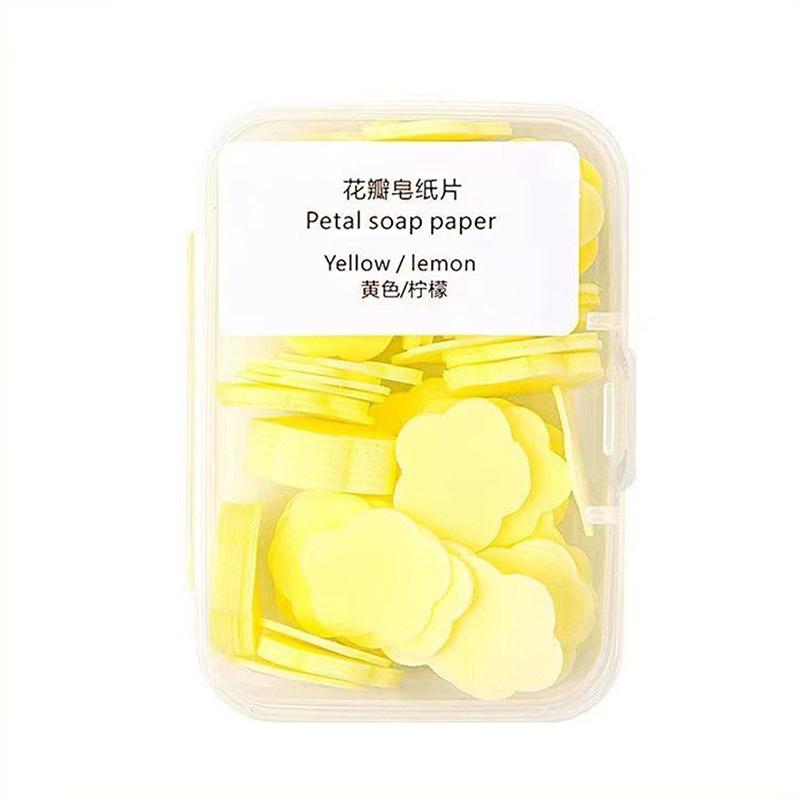100Pcs/Box Disposable Cute Mini Flower Shape Paper Soap  With Box