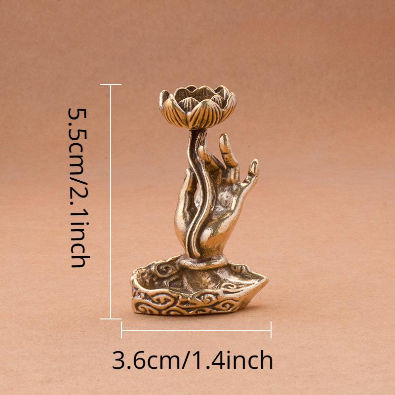 Laiton Pur Lotus Guanyin Main Reflux Décoration Parfumée Main de Bouddha Guanyin Insertion d'Encens Décoration Maison Salon