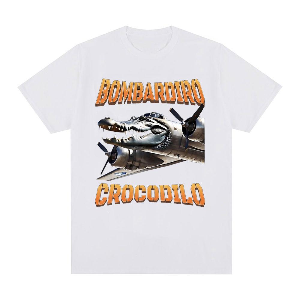 Bombardiro Crocodilo Crocodile Plane Bomber Funny Humor T-shirt Men's Women Casual Cotton Short Sleeve T Shirts Comfort T-shirts