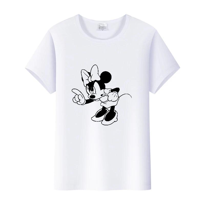 Fashion Summer Blouses T-shirt White 2000s Tees Cartoon Minnie Tshirt Mickey Mouse Tops Graphic Clothes Unisex